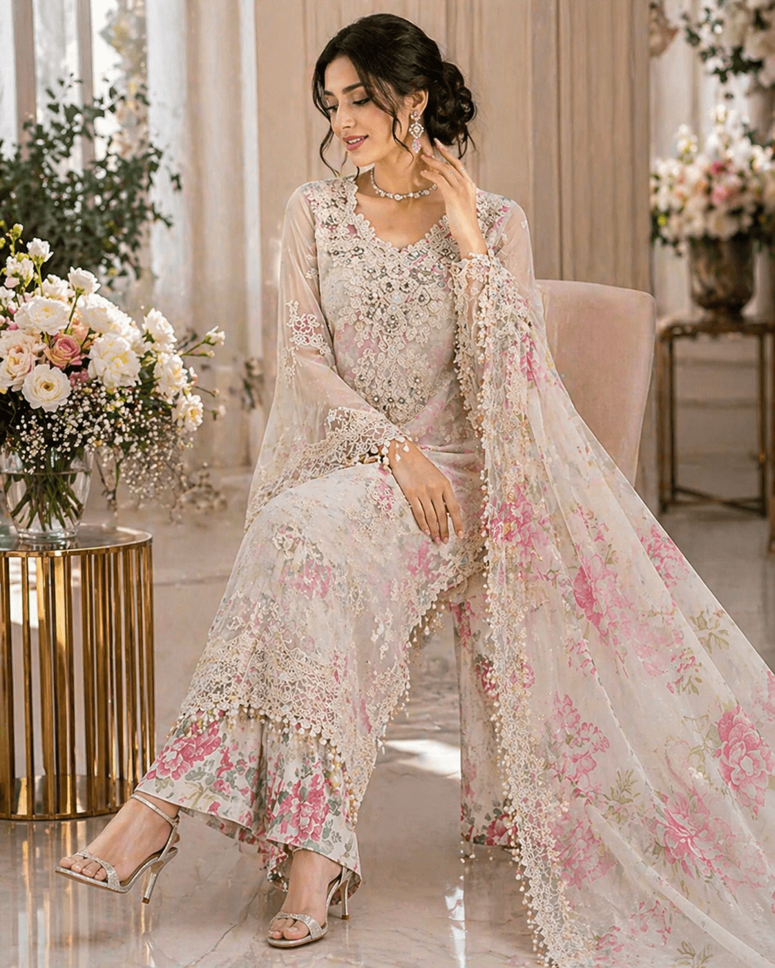 Noor - e - Mehfil Organza Suit Set (Readymade) - Kashinara