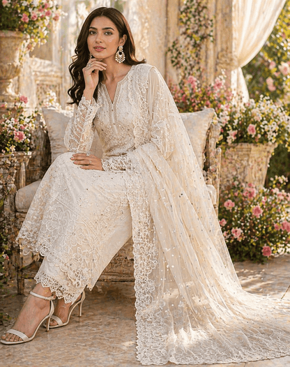 Aabroo Royale Organza Suit (Semi - Stitched) - Kashinara