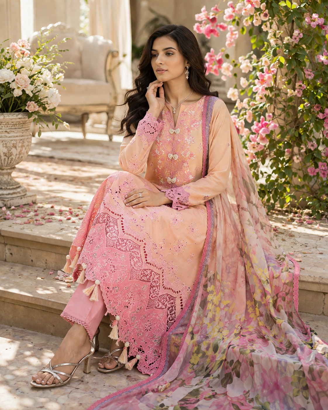 Gul - e - Bahar Summer Chikankari Set (Semi - Stitched) - Kashinara