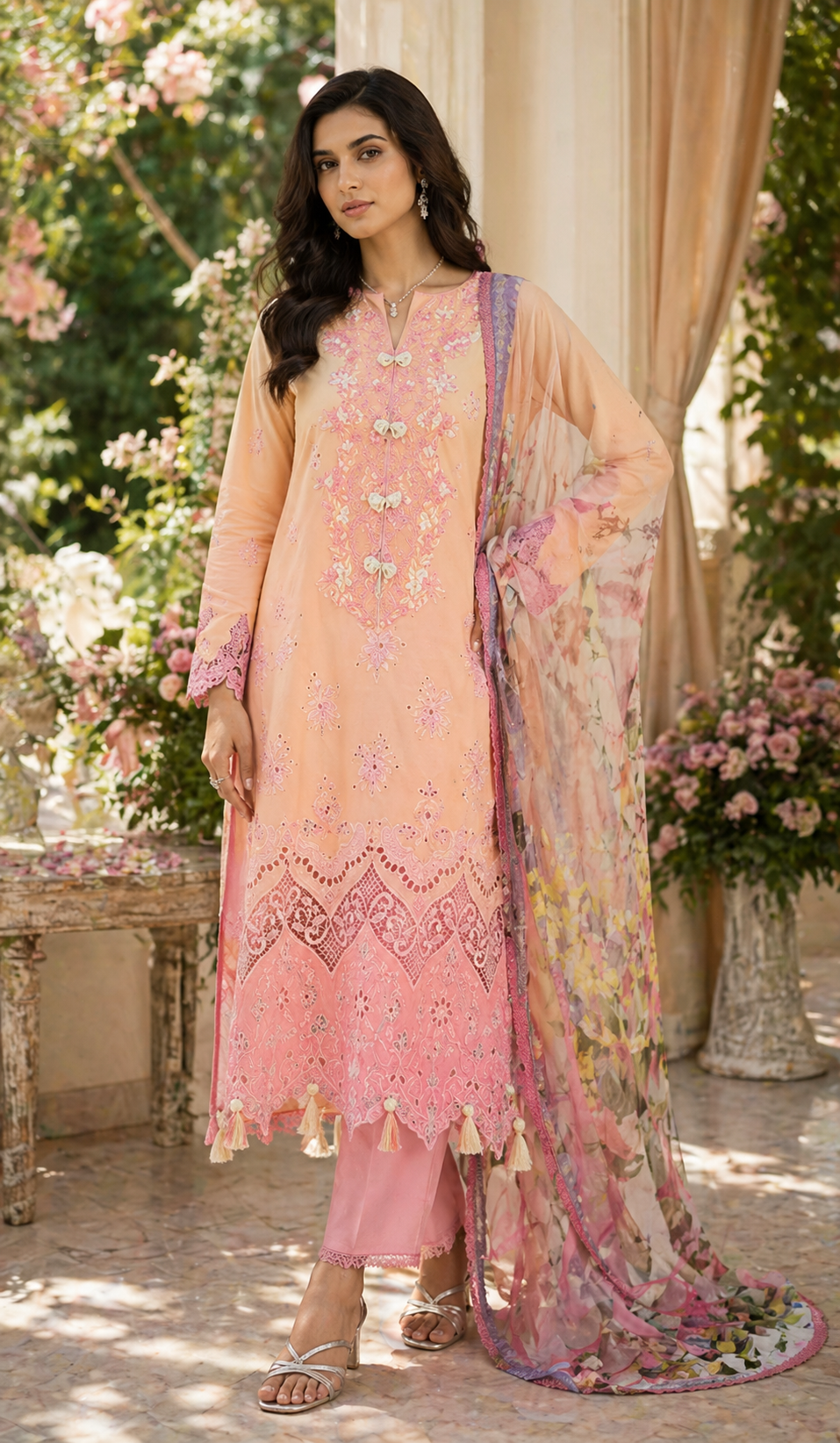 Gul - e - Bahar Summer Chikankari Set (Semi - Stitched) - Kashinara