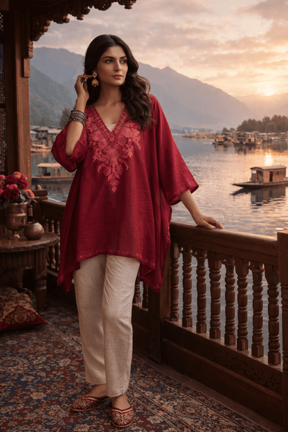 Gulmarg Crimson Kaftan - Kashinara