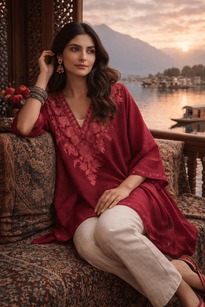 Gulmarg Crimson Kaftan - Kashinara