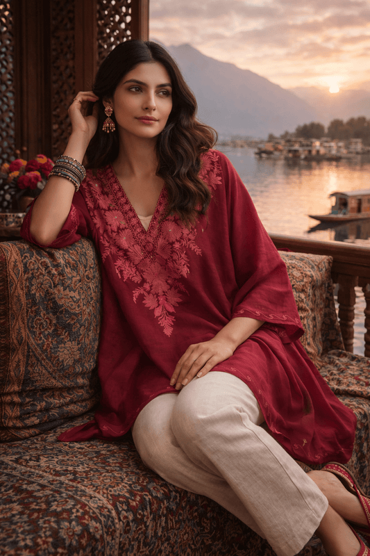 Gulmarg Crimson Kaftan - Kashinara