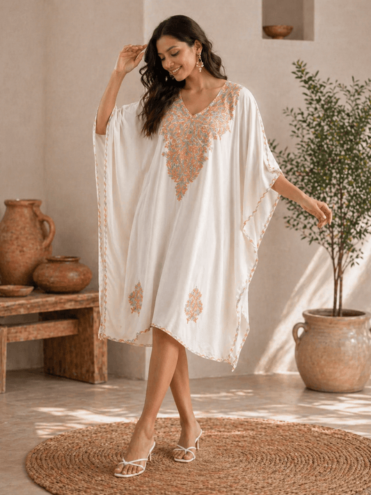 Mehr - e - Gul Ivory Kaftan - Kashinara