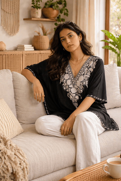 Noir Majestic Luxe Kaftan - Kashinara