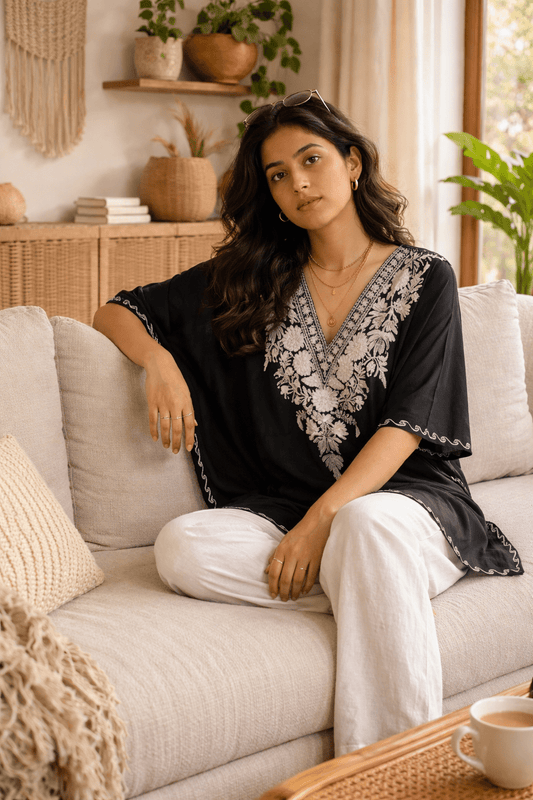Noir Majestic Luxe Kaftan - Kashinara