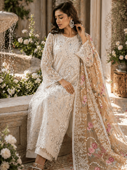 Noor - e - Raunaq Organza Handwork Suit (Semi - Stitched) - Kashinara