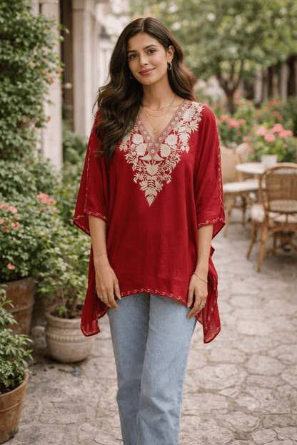 Noor Mahal Aari Kashmiri Kaftan - Kashinara