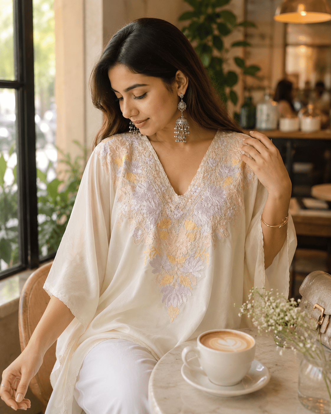 Nooré Pastel Bloom Embroidered Short Kaftaan - Kashinara