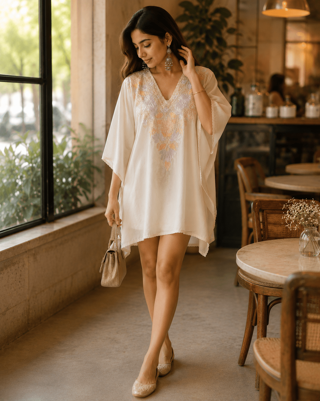 Nooré Pastel Bloom Embroidered Short Kaftaan - Kashinara