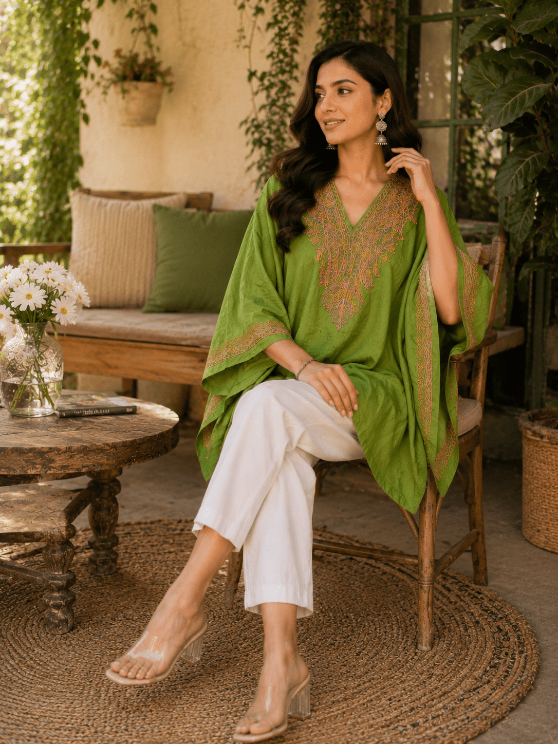 Zariya Gul Embroidered Short Kaftan - Kashinara