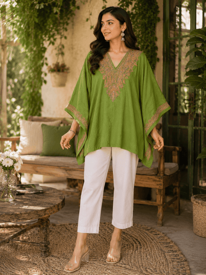 Zariya Gul Embroidered Short Kaftan - Kashinara